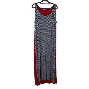 Alembika Sleeveless Jersey Knit Striped Maxi‎ Dress Pockets Size 4 (14)